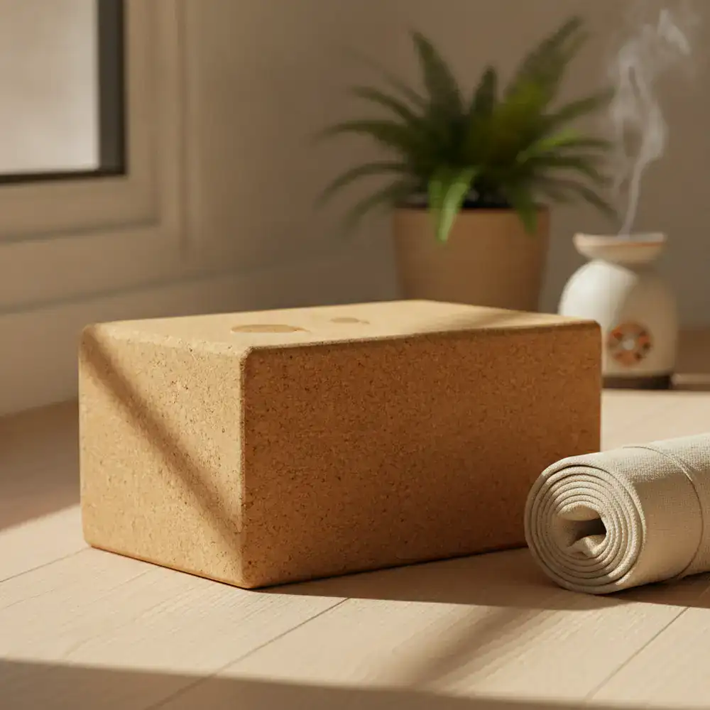 Natural cork yoga block